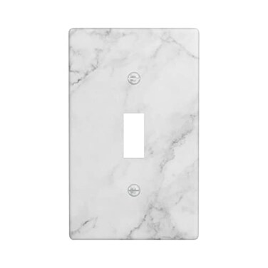 TUFOSERY White Marble Pattern Light Switch Cover Decorative Single Toggle Wall Plate 1Gang Art Print Faceplate for Kids Kitchen Home Room Decor 45 x 276