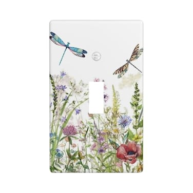OHZOLLAN Wild Flower Dragonfly 1 Gang Toggle Light Switch Cover Plates Decorative Electric Outlet Covers Decorator Wall Switch Plate Receptacle Plug Covers 45 276 Inches