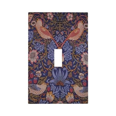 Yamxbfa William Morris Forest Floral Peacock Single Toggle Light Switch Covers Decorative 1 Gang Wall Plate Boho Herbs Flower Plants Electrical Device Switchplate Faceplate for Farmhouse Bathroom Deco