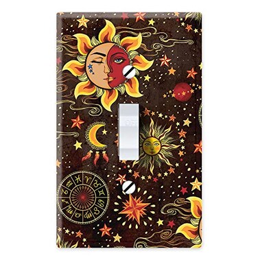 WIRESTER Single Gang Toggle Light Switch PlateWall Plate Cover Celestial Sun Moon and Stars