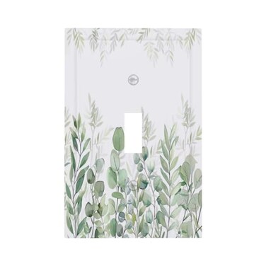Wpshijia Green Eucalyptus Rustic Botanical Plant Leaves 1 Gang Boho Light Switch Covers Decorative Single Toggle Wall Plate Switchcover Electrical Switchplate for Country Bathroom Bedroom Decor