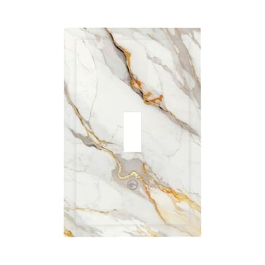 Wpshijia Light Switch Cover Plate White Gold Marble Modern Abstract Luxury 1 Gang Single Toggle Decorative Switch Plates Wall Plates Electrical Faceplate for Bathroom Bedroom Decor