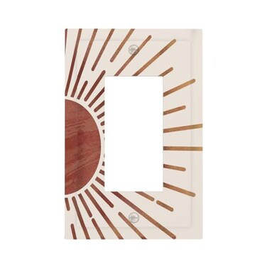 Wpshijia Mid Century Boho Sun Single Rocker Light Switch Covers 1 Gang Outlet Cover Wall Plate Decorative GFCI Switchplate Faceplate for Bedroom Bathroom Livingroom Decor