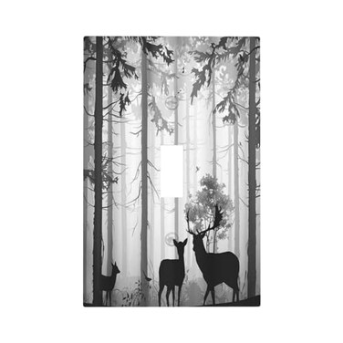 Xuejiaku Light Switch Cover Country Deer Hunting Rustic Woodland Misty Forest 1 Gang Wall Plate Cover Single Toggle Outlet Covers Decorative Switchplate Electrical Faceplate for Wall Art Decor
