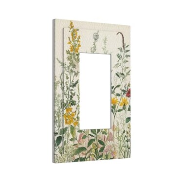 Yamxbfa Decorative Outlet Covers Rustic Beige Wildflower Green Plants Yellow Floral 1 Gang Single Decora GFCI Device Light Switch Covers Plate 1 Rocker Wall Plate Jumbo Face Plate for Home Decor
