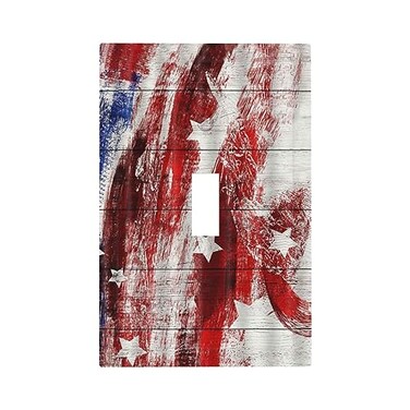Yamxbfa Decorative Switch Plate Covers American Flag 1 Gang Single Toggle Light Switch Cover Abstract Flag Painted on Planks Jumbo Size Wall Plate Electrical Switchplate Receptacle Plug for Bathroom