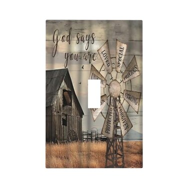 Yamxbfa Western Barn Windmill Cabin Rustic Inspirational Quotes 1 Gang Light Switch Covers Single Toggle Wall Plate Decorative Switchcover Electrical Switchplate for Farmhouse Bathroom Bedroom Decor