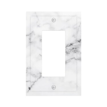 ybclf White Gray Marble 1 Gang Single Rocker Light Switch Plates Grey Wall Plate Outlet Lightswitch Faceplate Covers Decorative Socket for Livingroom Bedroom Kitchen