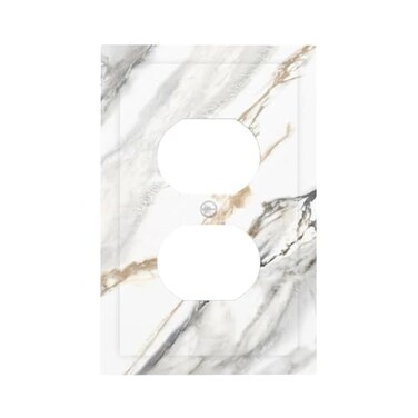 ybclf White Grey Marble Outlet Covers Wall Plate Light Switch Cover Decorative Electrical Faceplate for Bathroom Bedroom Kitchen Room