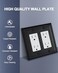 ZILLSEA 2Pack Double Decorator Wall Plates Metal Outlet Covers for GFCI Receptacles and Dimmer Switches Decorative Beaded Black Outlet Cover Plates 2 Gang 496 x 488 Midsize