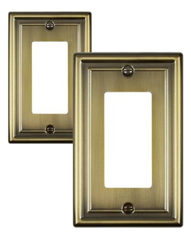 ZILLSEA Decorative Metal Wall Plates Switch Plates Outlet Covers Antique Brass1 Decorator 2 Pack