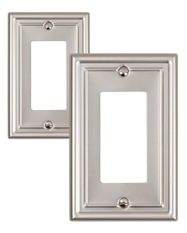 ZILLSEA Decorative Metal Wall Plates Switch Plates Outlet Covers Satin Nickel1 Decorator 2 Pack