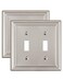 ZILLSEA Decorative Metal Wall Plates Switch Plates Outlet Covers Satin Nickel2 Toggle 2 Pack