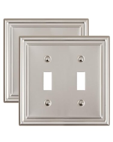ZILLSEA Decorative Metal Wall Plates Switch Plates Outlet Covers Satin Nickel2 Toggle 2 Pack
