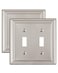 ZILLSEA Decorative Metal Wall Plates Switch Plates Outlet Covers Satin Nickel2 Toggle 2 Pack