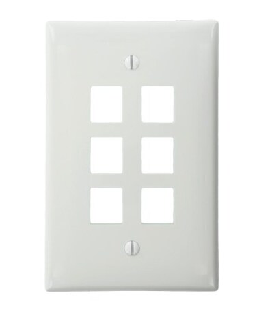 Leviton QuickPort Midsize Wallplate Single Gang 6Port 410916WN White