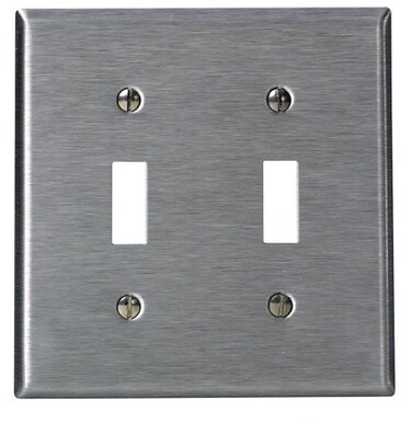 Leviton 2Gang Toggle Device Switch Wallplate Standard Size Device Mount Stainless Steel 8400940
