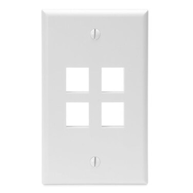 Leviton QuickPort Wallplate Single Gang 4Port 410804WP White