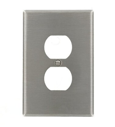 Leviton 1Gang Duplex Wallplate Oversized NonMagnetic Stainless Steel 8410340