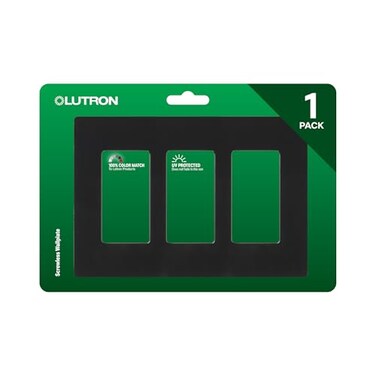 Lutron Claro Black Light Switch Cover Plate 3Gang Screwless Wall Plate for Rocker Light Switches Outlet Cover Gloss CW3BL