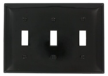 Leviton 3Gang Toggle Device Switch Wallplate Standard Size Thermoplastic Nylon Device Mount 1Pack 80711E Black