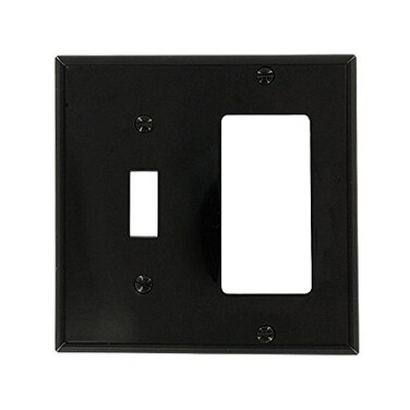 Leviton 2Gang 1Toggle 1DecoraGFCI Device Combination Wallplate 80707E Black
