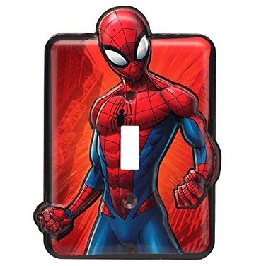 Open Road Brands Marvel SpiderMan Embossed Metal Light Switch Plate Decoration for Bedroom or Man Cave