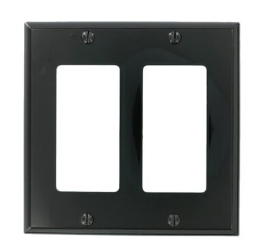 Leviton 2Gang DecoraGFCI Device Wallplate Standard Size Thermoplastic Nylon 80409NE Black