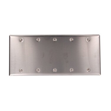 Leviton 5Gang Blank Device Wallplate Standard Size NonMagnetic Stainless Steel 8406540
