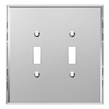 LIDER Reflective Toggle Switch Wall Plate Mirrored Double Light Switch Cover Plexiglass Cover Plate Oversized 2Gang 525 x 525 LWP12OASV Acrylic Mirror Glass Silver 1Pack