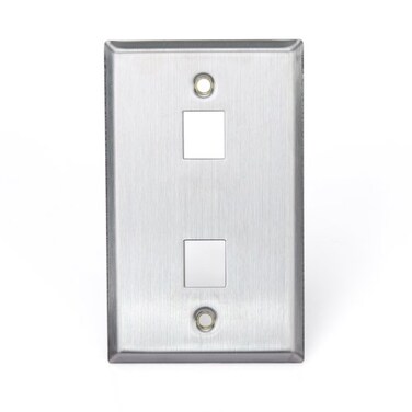 Leviton Stainless Steel QUICKPORT Wallplate Single Gang 2Port 430801S2