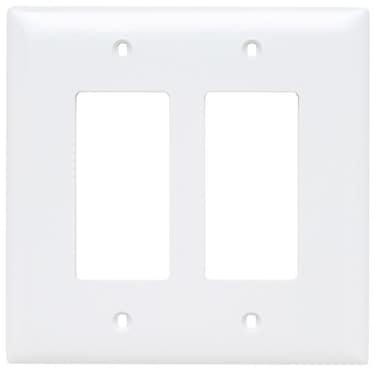 Legrand Pass Seymour TPJ262W Trademaster Jumbo Oversized Unbreakable Nylon Wall Plate 2 Gang Two Decorator Rocker GFCI Cover White 1 Count
