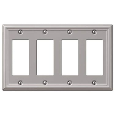 AMERELLE Amerelle 149R4BN Chelsea Steel Quad RockerGFCI Wallplate Brushed Nickel