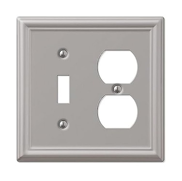 AMERELLE 149TDBN Chelsea Steel ToggleSingle Duplex Wallplate Single Single Brushed Nickel Single Toggle Single Duplex