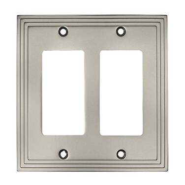 Cosmas 25090SN Satin Nickel Double GFIDecora Rocker Wall Switch Plate Switchplate Cover