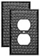 Monarch Abode Duplex Outlet Cover Plate 1Gang Matte Black Plug Wall Plates Electrical Outlet Cover Plates Electric Outlets Covers Hand Hammered Decorative Outlets Covers Wall Plate Pack of 2