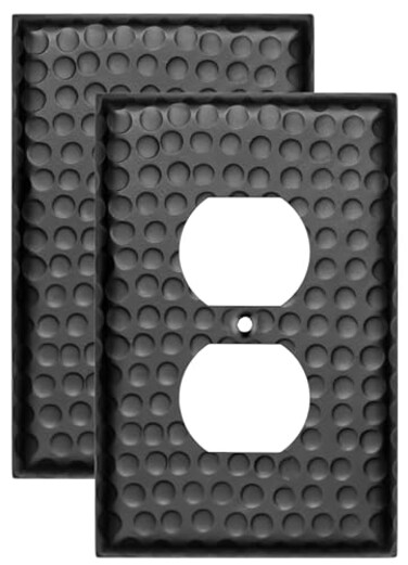 Monarch Abode Duplex Outlet Cover Plate 1Gang Matte Black Plug Wall Plates Electrical Outlet Cover Plates Electric Outlets Covers Hand Hammered Decorative Outlets Covers Wall Plate Pack of 2