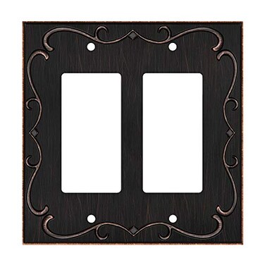 Henne Bery French Cabriole Decorative Wall Plate Switch Plate Outlet Cover Double Decorator Aged Bronze