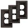 Henne Bery Sunken Pearls Heavy Duty Decorative Wall Plate Switch Plate Outlet Cover Single Duplex 3 Pack Aged Bronze