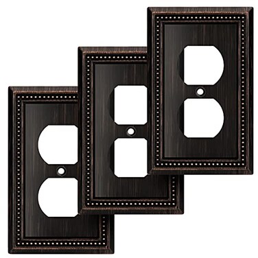 Henne Bery Sunken Pearls Heavy Duty Decorative Wall Plate Switch Plate Outlet Cover Single Duplex 3 Pack Aged Bronze