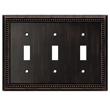 Henne Bery Sunken Pearls Heavy Duty Decorative Wall Plate Switch Plate Outlet Cover Triple Toggle Aged Bronze