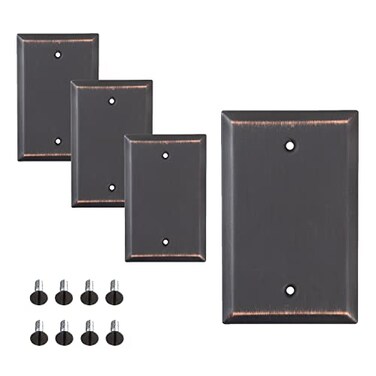 SLEEKLIGHTING Oil Rubbed Bronze Outlet Covers and Switch PlatesDecorative Wall Plate Light Switch Cover Flat Variety of Styles DecoratorDuplexToggle ComboSize 1 Gang Blank 4Pack