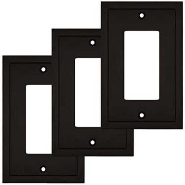 Henne Bery Modern Edge Decorative Wall Plate Switch Plate Outlet Cover Durable Solid Zinc Alloy Single Decorator 3PK Matte Black