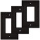 Henne Bery Modern Edge Decorative Wall Plate Switch Plate Outlet Cover Durable Solid Zinc Alloy Single Decorator 3PK Matte Black