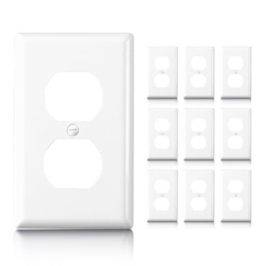 Faith Duplex White Outlet Covers Wall Plate 1Gang Light Switch Cover Standard Size 455 x 276 Unbreakable Polycarbonate Thermoplastic Light Switch or Plug Cover Outlet Covers White 10 Pack