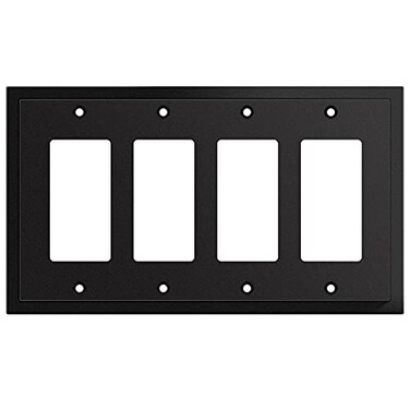 Henne Bery Modern Edge Decorative Wall Plate Switch Plate Outlet Cover Durable Solid Zinc Alloy Quad Decorator Matte Black