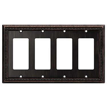 Henne Bery Sunken Pearls Heavy Duty Decorative Wall Plate Switch Plate Outlet Cover Quad Decorator Aged Bronze