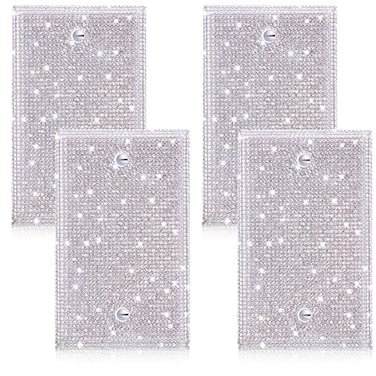 Yookeer 4 Pcs Shiny Rhinestones Wall Plate Light Switch Cover Decorative Bling Light Switch Outlet Covers for Home Decor