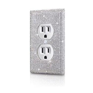 Gaocai Shiny Silver Rhinestones Outlet Covers Wall Plate Cover Toggle 1 Gang Outlet Cover Light Switch Cover Outlet Cover Wall Plate