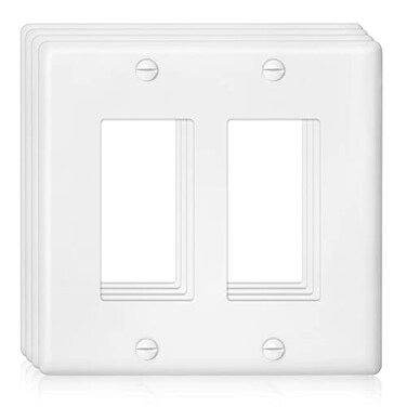 Anteer Decorator Wall Plate Double Gang Light Switch Plate Outlet CoverUnbreakable Polycarbonate Thermoplastic White 4Pack Double DecoratorWhite